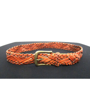 VTG Made In Turkey Brown Leather High Quality Braided Woven Belt Women M 28"-32"